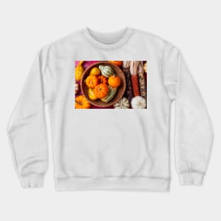 Wonderful Basket Full Of Small Pumpkins And Gourds Crewneck Sweatshirt